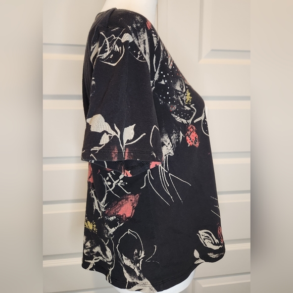 Jess & Jane Embelished Short Sleeve Cotton Blouse Shirt Rhinestone Floral Sz M - Picture 3 of 11